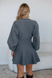 Knit Balloon-Sleeve Mini Dress