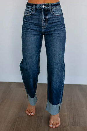 Relaxed-Fit Cuffed Denim Jeans
