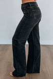 High-Waisted Flared Denim Jeans with Retro Wash &amp; Relaxed Silhouette