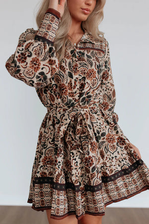 Long-Sleeve Paisley Shirt Dress